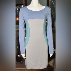 Jonathan Saunders Soft & Stretchy Cool Tone Long Sleeve Open Back Dress Szs M&L